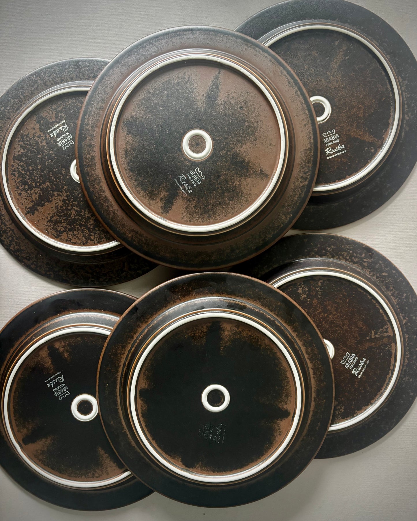 Ruska Dinner Plates Set 6pc Ulla Procopé Arabia Finland 1960s