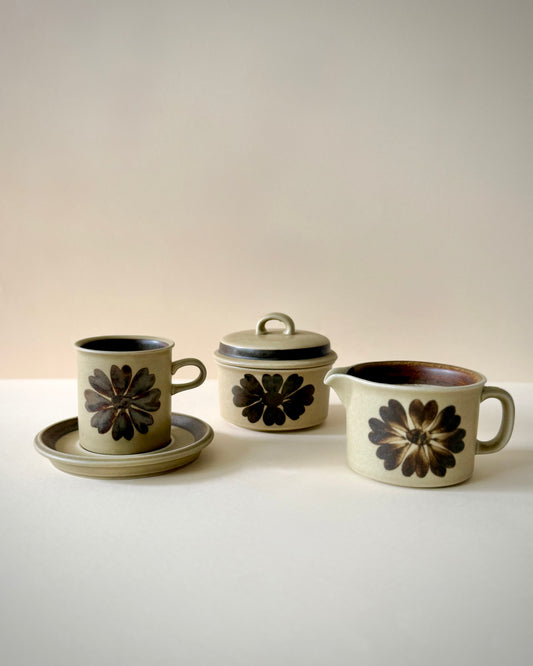 Arabia Finland Tunturi Stoneware Coffee Set for 6