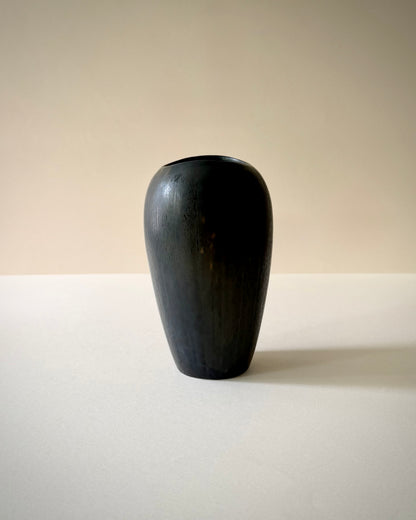 Rörstrand AXZ stoneware vase with vertical olive and bronze glaze variation.