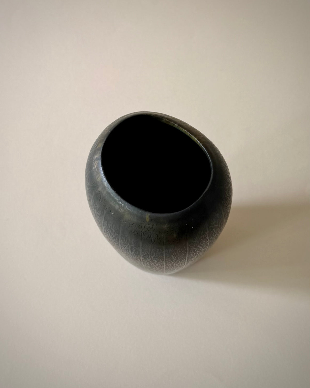 Top view of the Rörstrand AXZ vase showing its asymmetric opening.
