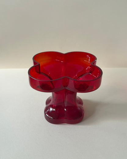 Riihimäen Lasi Onnenlehti Ruby Red Glass Vase by Helena Tynell