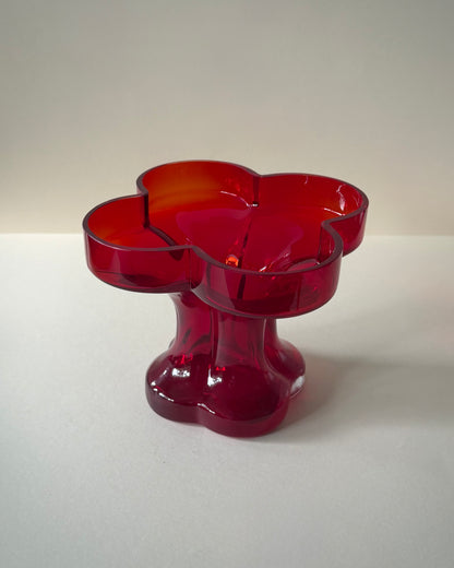 Riihimäen Lasi Onnenlehti Ruby Red Glass Vase by Helena Tynell