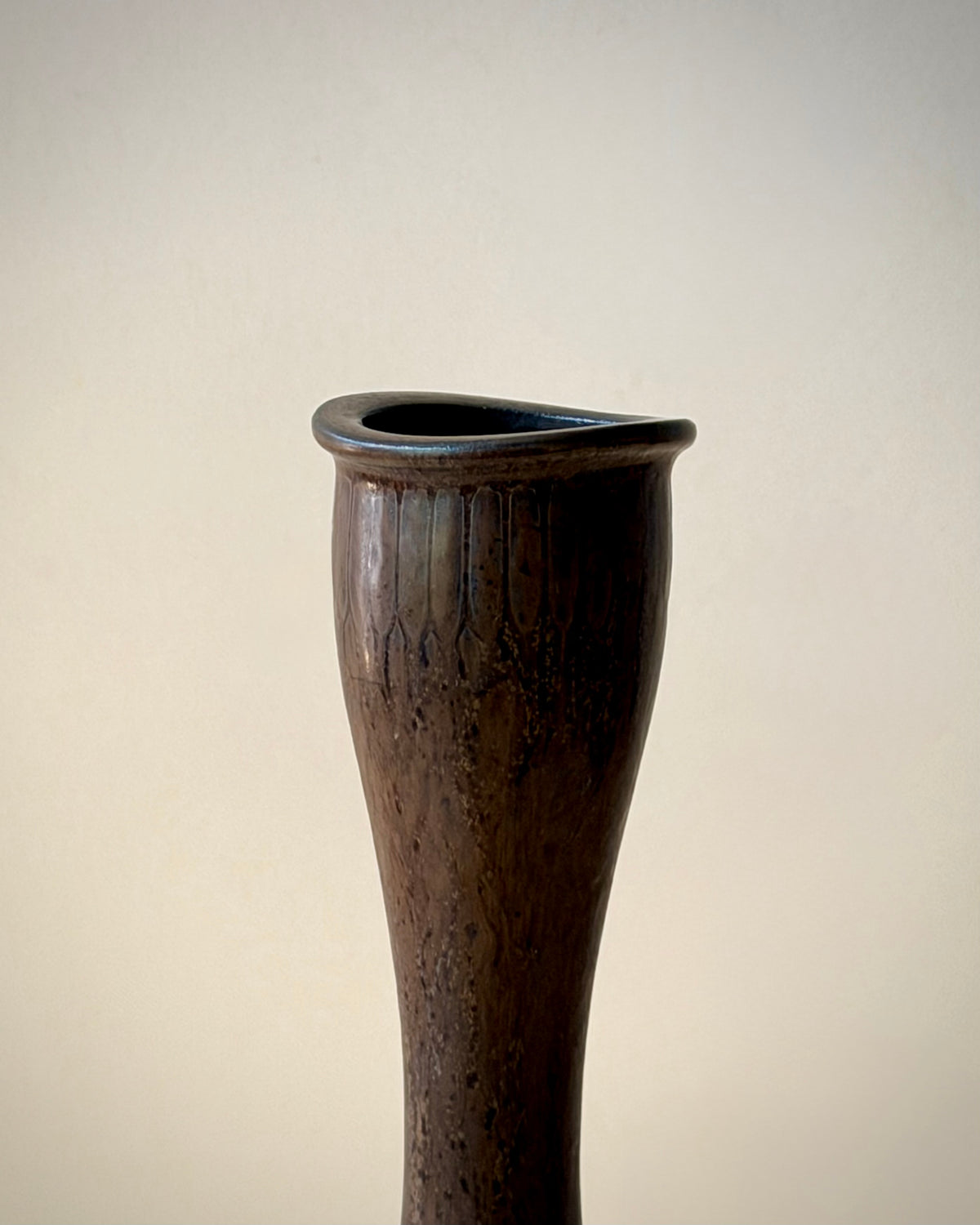 Rörstrand AUG vase by Gunnar Nylund, flared collar and textured glaze detail