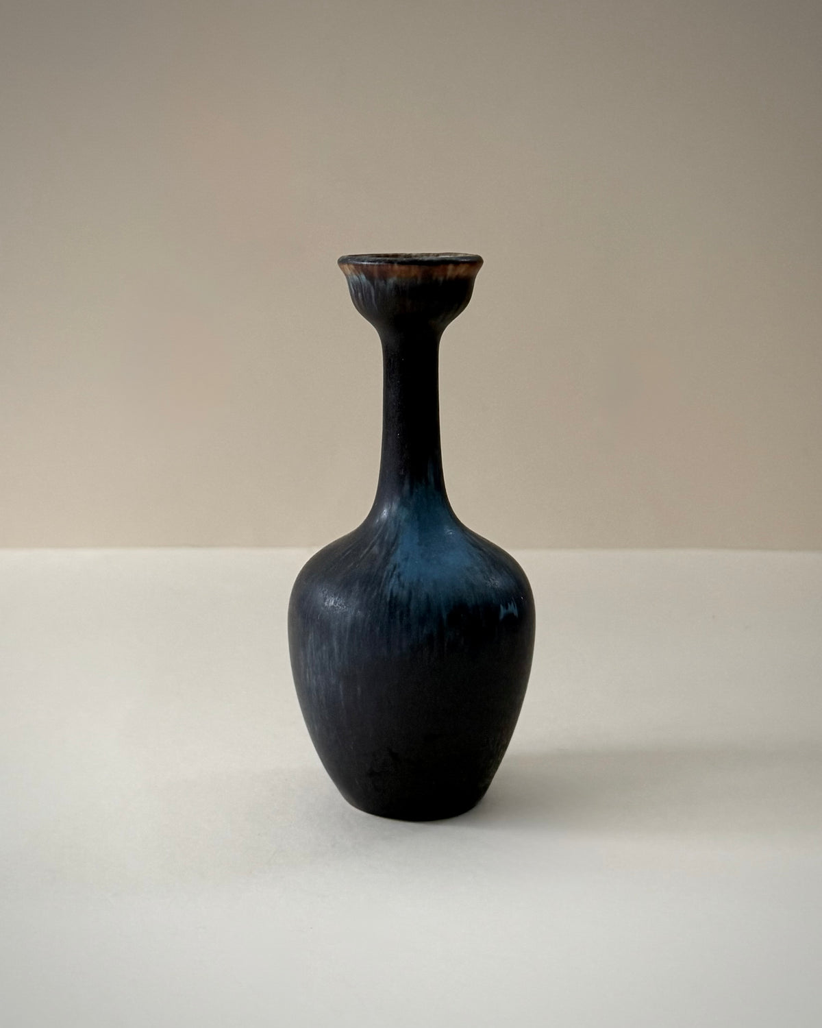 Rörstrand ASI vase by Gunnar Nylund, front view showing the slender neck and flared rim.