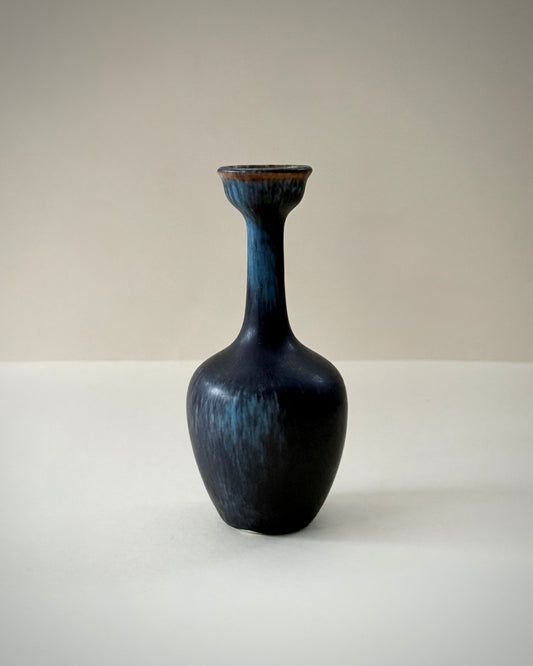 Rörstrand ASI matte stoneware vase viewed from above, showing the rim and blue-toned glaze.