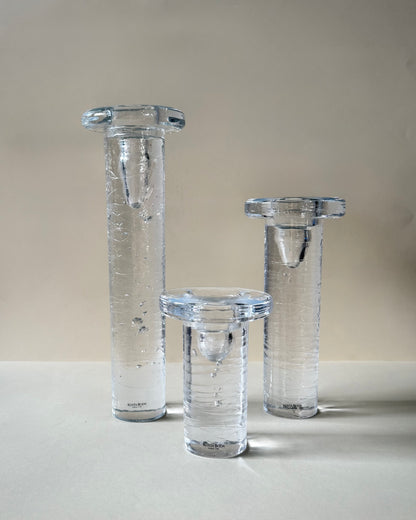 Kosta Boda Cool Crystal Candle Holders, Set of 3, by Kjell Engman