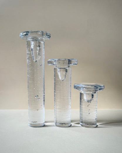 Kosta Boda Cool Crystal Candle Holders, Set of 3, by Kjell Engman