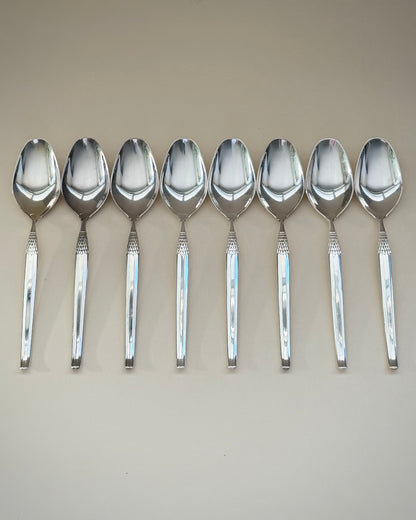 Close-up of the raised textured detail on the handles of the Cheri cutlery.