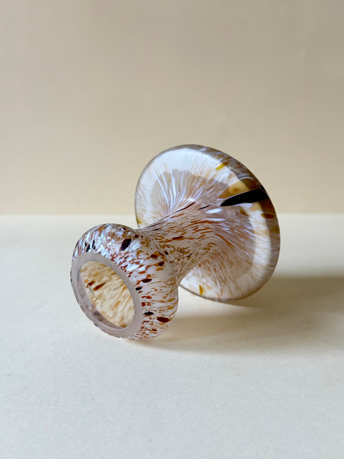 Kosta Boda Svampar art glass mushroom sculpture, multicoloured cap detail