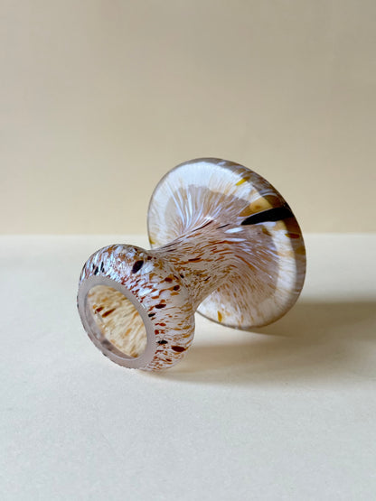 Kosta Boda Svampar art glass mushroom sculpture, multicoloured cap detail