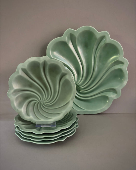 Celadon Swirl Dish Set - Arthur Percy - Gefle Sweden