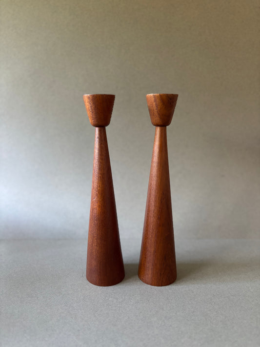 Laurids Lønborg Teak Candlesticks Pair - Denmark 1960s