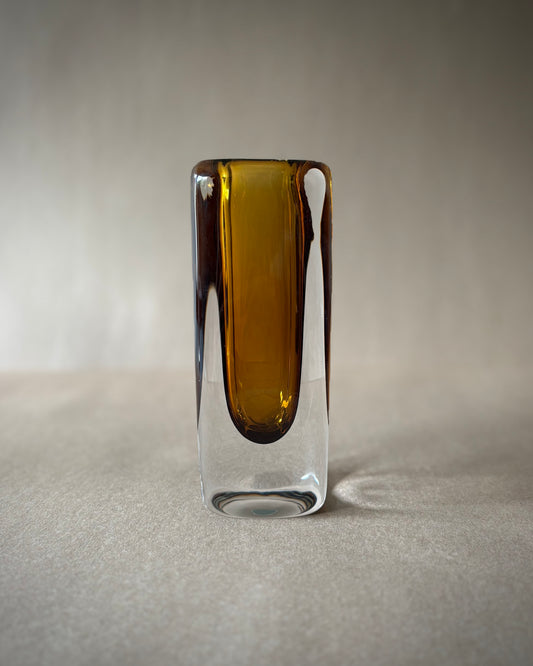 Vicke Lindstrand Kosta LH 1897 Sommerso Vase Amber Sweden 1960s