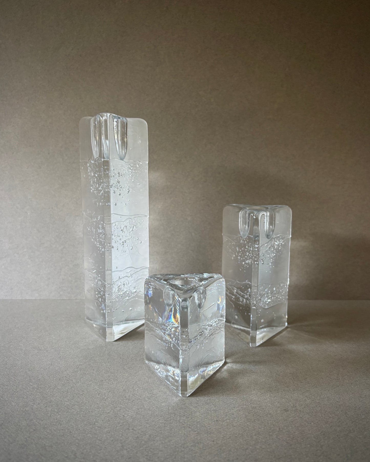 Lot de 3 bougeoirs triangulaires Arkipelago - Timo Sarpaneva - Iittala Finlande - 1980