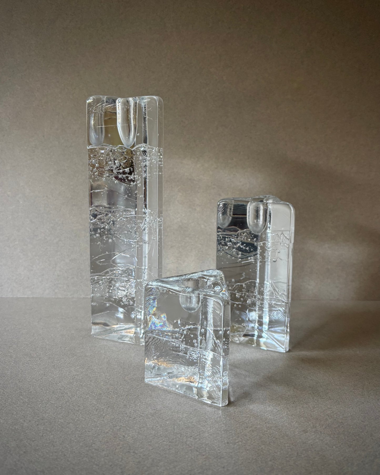 Lot de 3 bougeoirs triangulaires Arkipelago - Timo Sarpaneva - Iittala Finlande - 1980